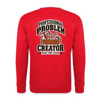 Professioneller Problemlöser Teilzeit-Fixer - Unisex Pullover - Rot - Hinten - Michal (187cm)