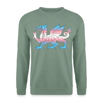 Wales Trans Flagge, Baner Trans Cymru, Transgender - Unisex Pullover - Graugrün - Vorne