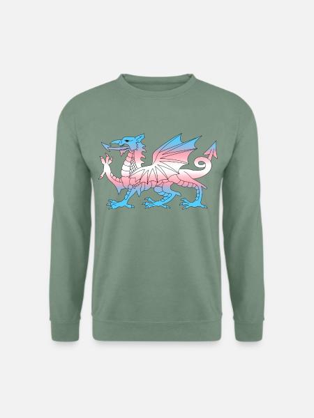 Wales Trans Flag, Baner Trans Cymru, Transgender - Unisex Sweatshirt - steel green