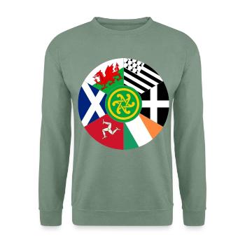 Flaggen der keltischen Nationen, Pan Celtic, Wales, Schottland - Unisex Pullover - Graugrün - Vorne