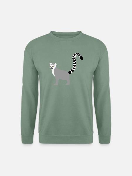 Katta Catta Lemur Lemuren Kattas Affe - Unisex Pullover - Graugrün