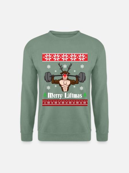 Merry Liftmas Rendeer - Unisex Pullover - Graugrün