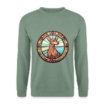 Cirneco Dell Ätna Hunderasse Buntglas Bunt - Unisex Pullover - Graugrün - Vorne