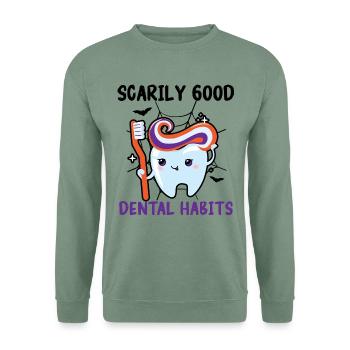 Erschreckend gute zahnärztliche Gewohnheiten. - Unisex Pullover - Graugrün - Vorne