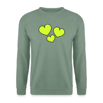 ICH LIEBE DICH. ICH LIEBE DICH. LIEBE. LIEBE. HERZ - Unisex Pullover - Graugrün - Vorne