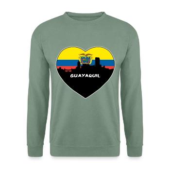 Guayaquil Equador Flagge Skyline Reise Souvenir - Unisex Pullover - Graugrün - Vorne