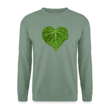 Efeu - grünes Herz - poison ivy - Hochzeit - Unisex Pullover - Graugrün - Vorne