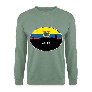 Quito Equador Flag Skyline Silhouette Reisen - Unisex Pullover - Graugrün - Vorne