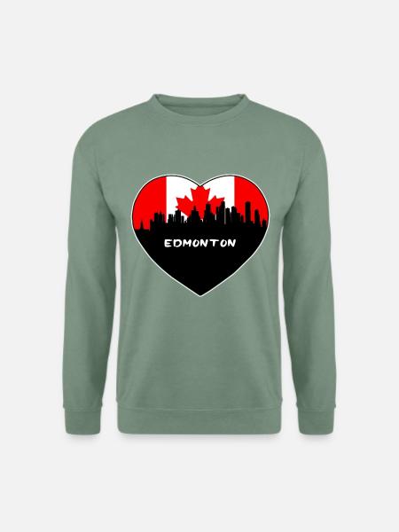 Edmonton Kanada Flagge Skyline Reise Souvenir - Unisex Pullover - Graugrün