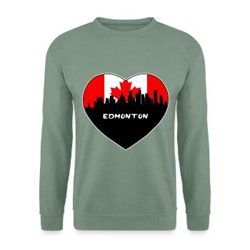 Edmonton Kanada Flagge Skyline Reise Souvenir - Unisex Pullover - Graugrün - Vorne