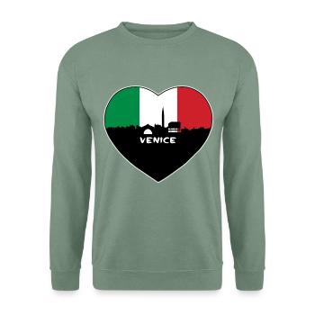 Venedig Italien Flagge Skyline Reise Souvenir - Unisex Pullover - Graugrün - Vorne