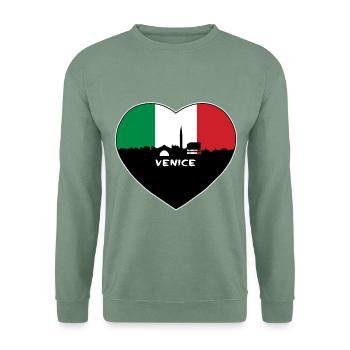 Venedig Italien Flagge Skyline Reise Souvenir - Unisex Pullover - Graugrün - Vorne