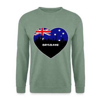 Brisbane Australien Flagge Skyline Reise Souvenir - Unisex Pullover - Graugrün - Vorne