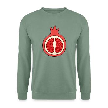 Granatapfel Apfel Frucht rot rote Früchte vegan - Unisex Pullover - Graugrün - Vorne