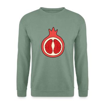 Granatapfel Apfel Frucht rot rote Früchte vegan - Unisex Pullover - Graugrün - Vorne