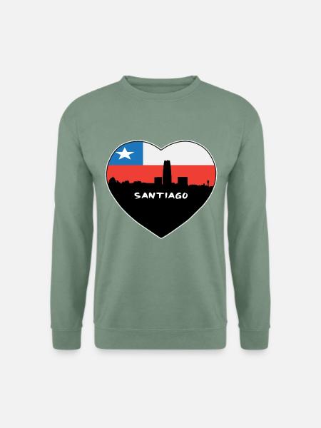 Santiago Chile Flagge Skyline Reise Souvenir - Unisex Pullover - Graugrün