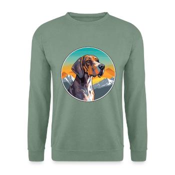 Plott Hund Hund Rasse Cartoon Kawaii Aquarell - Unisex Pullover - Graugrün - Vorne