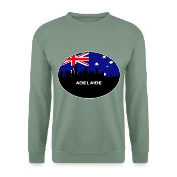 Adelaide Australien Flagge Skyline Silhouette Reisen - Unisex Pullover - Graugrün - Vorne