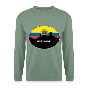 Guayaquil Equador Flag Skyline Silhouette Reisen - Unisex Pullover - Graugrün - Vorne