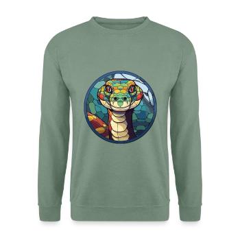 Anaconda Buntglas Bunt Karikatur Kawaii Ani - Unisex Pullover - Graugrün - Vorne