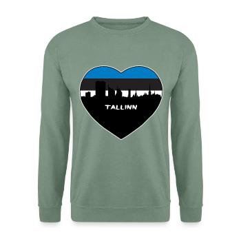 Tallinn Estland Flagge Skyline Reise Souvenir - Unisex Pullover - Graugrün - Vorne