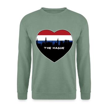 Den Haag Niederlande Flagge Skyline Reise Souvenir - Unisex Pullover - Graugrün - Vorne