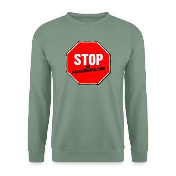 Stoppt die Massenbierhaltung - Unisex Pullover - Graugrün - Vorne