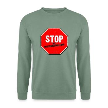 Stoppt die Massenbierhaltung - Unisex Pullover - Graugrün - Vorne