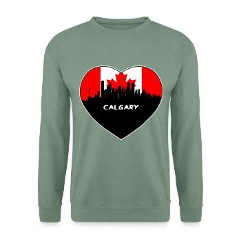 Calgary Kanada Flagge Skyline Reise Souvenir - Unisex Pullover - Graugrün - Vorne