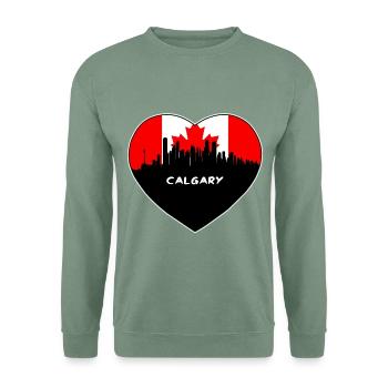 Calgary Kanada Flagge Skyline Reise Souvenir - Unisex Pullover - Graugrün - Vorne