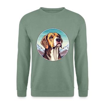 Braque Du Bourbonnais Hunderasse Cartoon Kawaii Wat - Unisex Pullover - Graugrün - Vorne