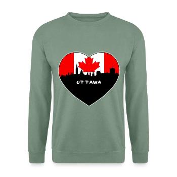 Ottawa Kanada Flagge Skyline Reise Souvenir - Unisex Pullover - Graugrün - Vorne