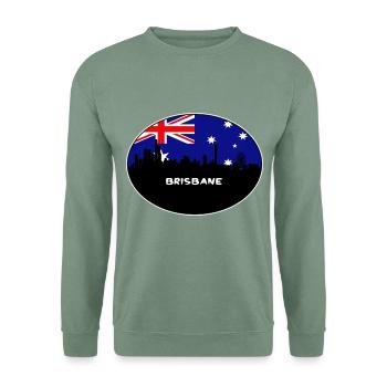 Brisbane Australien Flagge Skyline Silhouette Reisen - Unisex Pullover - Graugrün - Vorne