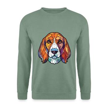 Bosnischer grobhaariger Jagdhund Hunderasse Aquarell - Unisex Pullover - Graugrün - Vorne