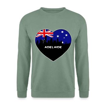 Adelaide Australien Flagge Skyline Reise Souvenir - Unisex Pullover - Graugrün - Vorne