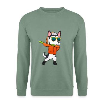 Husky Weihnachtsgeschenk - Unisex Pullover - Graugrün - Vorne
