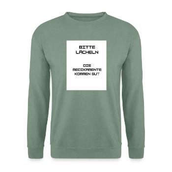 Keep Smiling - Unisex Pullover - Graugrün - Vorne