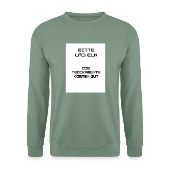 Keep Smiling - Unisex Pullover - Graugrün - Vorne