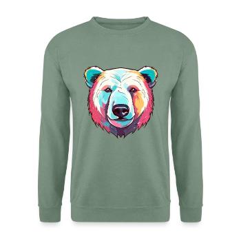 Eisbär Bunte Aquarell-Karikatur Kawaii Anim - Unisex Pullover - Graugrün - Vorne