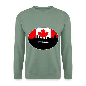 Ottawa-Kanada-Flaggen-Skyline-Schattenbild-Reise - Unisex Pullover - Graugrün - Vorne