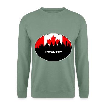 Edmonton Kanada-Flaggen-Skyline-Schattenbild-Reise - Unisex Pullover - Graugrün - Vorne