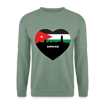 Amman Jordanien Flagge Skyline Reise Souvenir - Unisex Pullover - Graugrün - Vorne