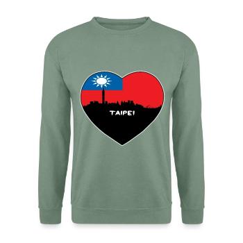 Taipeh Taiwan Flagge Skyline Reise Souvenir - Unisex Pullover - Graugrün - Vorne