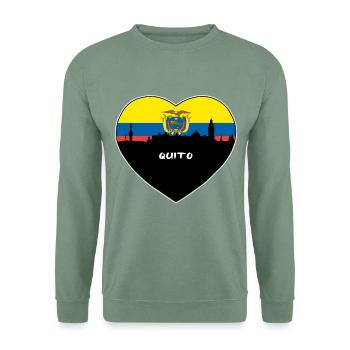Quito Equador Flagge Skyline Reise Souvenir - Unisex Pullover - Graugrün - Vorne