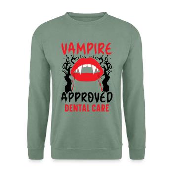 Vampir-Zahnpflege. - Unisex Pullover - Graugrün - Vorne