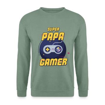Super Daddy Gamer - Unisex Pullover - Graugrün - Vorne