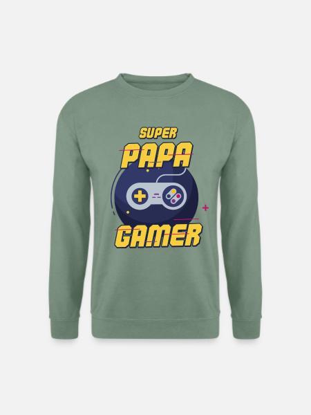 Super Daddy Gamer - Unisex Pullover - Graugrün