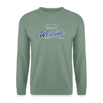 Westside Boston Retro Schriftzug - Unisex Pullover - Graugrün - Vorne