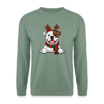 Weihnachten American Bulldog Bulldogge - Unisex Pullover - Graugrün - Vorne