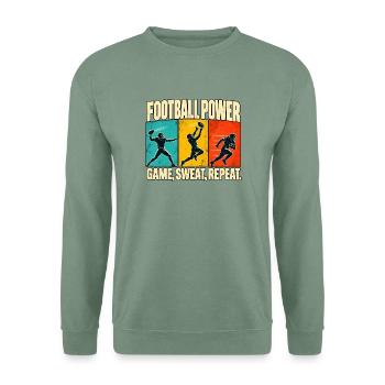 Football Power – Spiel, Schweiß, Wiederholung - Unisex Pullover - Graugrün - Vorne